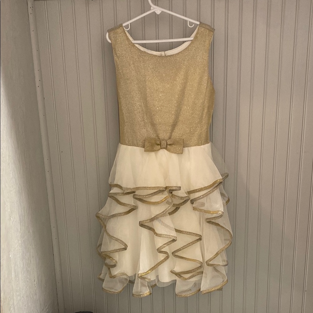 Biscotti Gold and Cream Formal Kids Dress